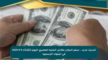 تحديث جديد.. سعر الدولار مقابل الجنيه المصري اليوم الثلاثاء 9-9-2025 في البنوك الرسمية